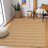 Garvee Modern Natural 8x10 Vintage Braided Printed Area Rugs - Soft Touch, Non-Shedding - Faux Wool, Low Pile, Non-Slip - Washable, Foldable - Living Room, Bedroom, Kitchen - Natural