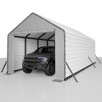 Garvee 13'x26'x11' Enclosed Oversized Metal Carport, Steel Heavy Duty Carport for All-Weather, Permanent Shelter for Full-Size Pickup Trucks, Boats, and Tractors, N.W. 1,000 Lbs