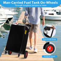 Garvee 30 Gallon Heavy Duty Portable Fuel Caddy with Manual Pump – 4-Wheel All-Terrain Gas & Fuel Transfer Tank with Brakes – Durable Storage for Vehicles, Tractors, Boats, Outdoor Equipment – Reinforced Rib Model, Black Powder Coating, 2026 Model