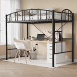 Garvee Loft Bed Twin Size, Heavy Duty Metal Loft Bed Frame with Arched Guardrail and Safety Ladder Space-Saving No Box Spring for Small Rooms, Black - Black
