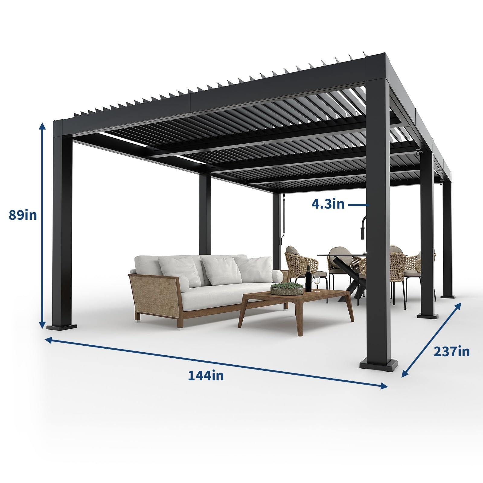 Garvee All-Aluminum Louvered Pergola 10' x 12', Outdoor Pergola with Adjustable Louvered Roof, Reinforced Aluminum Frame, Integrated Drainage System, Hardtop Gazebo for Patio, Deck, Gray