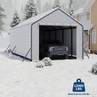 Garvee 13'x26'x11' Enclosed Oversized Metal Carport, Steel Heavy Duty Carport for All-Weather, Permanent Shelter for Full-Size Pickup Trucks, Boats, and Tractors, N.W. 1,000 Lbs