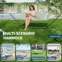 Garvee 2-Person Double Hammock with Stand, 450 LBS Capacity, Portable Steel Frame, Quilted Pad, Pillow & Carry Bag for Patio, Backyard, Camping & Beach