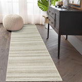 Garvee Runner Rug 2x6 Modern Striped Low Pile Soft Polyester Non-Skid Stain-Resistant Beige for Hallway Kitchen Laundry Room - Beige