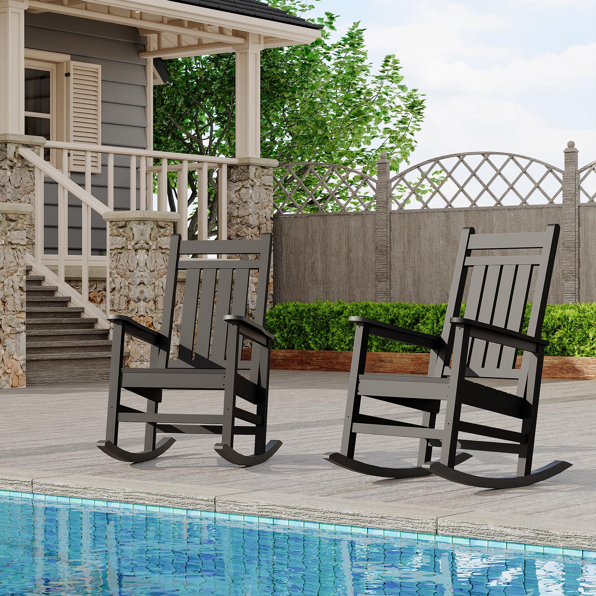 Garvee HDPE Rocking Chairs Weather Resistant Oversized High Back