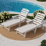 Garvee Patio Chaise Lounge HDPE Oversize 5-Position Adjustable Backrest Resin Durable Cup Holder Outdoor Poolside