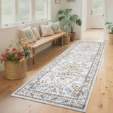 Garvee Floral Runner Rug 2x6 Non-Slip Low Pile Polyester Washable Farmhouse Style for Hallway Bedroom Living Room - Beige