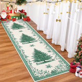 Garvee Christmas Runner Rug 2x6 with Christmas Tree Print, Non-Slip TPR Backing, Washable, Ultra-Thin Fabric, Foldable, Kid & Pet-Friendly, Indoor Hallway & Bedroom - Green