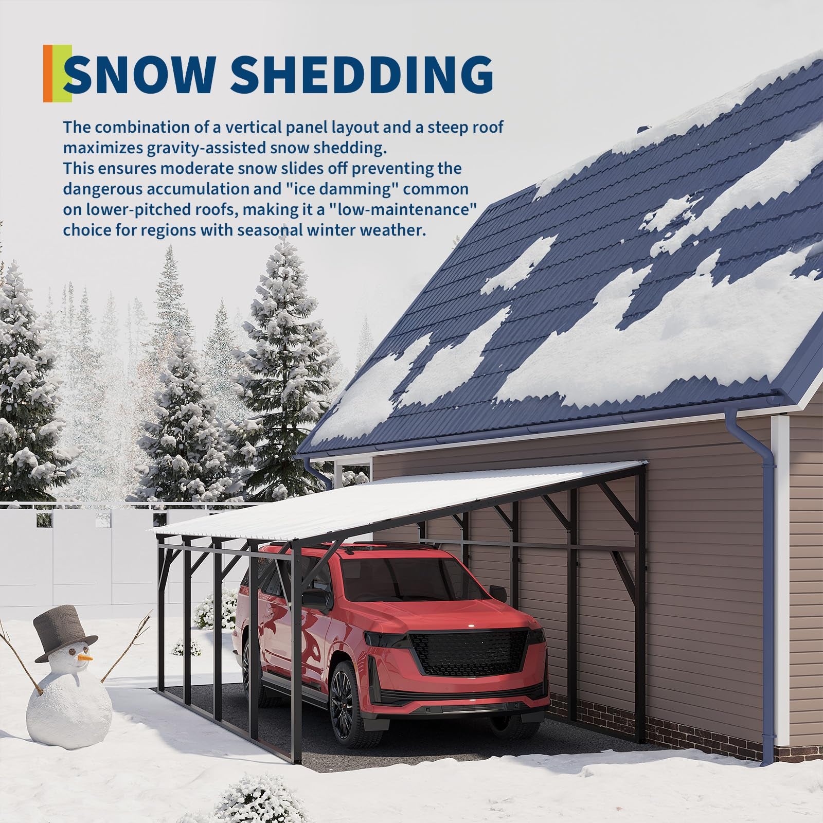 Garvee Lean-to Metal Carport 12' × 20', 240 sq.ft Wall-Mounted Car Port with 11.5° Vertical Roof, 19-Ga Steel Frame for SUV & Pickup
