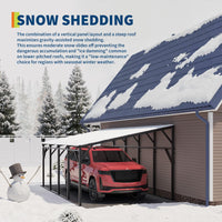 Garvee Lean-to Metal Carport 12' × 20', 240 sq.ft Wall-Mounted Car Port with 11.5° Vertical Roof, 19-Ga Steel Frame for SUV & Pickup