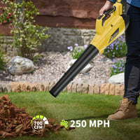 Garvee Leaf Blower Cordless Brushless- 20V Electric Leaf Blower 700CFM & 2 Speed Modes with Charger, 1*4.0Ah Battery Powered for Lawn Care,Yellow