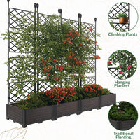 Garvee 4 PCS Raised Garden Bed with Trellis, 65.4" W x 63"Tall Plastic Planter Box for Climbing Plants, Outdoor Vertical Garden with Privacy Screen for Patio, Balcony, Backyard – Sturdy & Lightweight