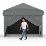 Garvee 10x10 Pop Up Canopy Tent Waterproof Portable with Full Truss Frame, UPF 50+ Fabric, Adjustable Height, Sandbags & Stakes for Camping & Beach - Grey