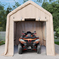 Garvee 10x10FT Khaki Outdoor Portable Storage Shed with Roll-Up Door & Vent, 240G Heavy-Duty Shelter Waterproof PE Tarp, UV-Resistant Storage Sheds for Motorcycle, Firewood, Garden and Tools, Gray