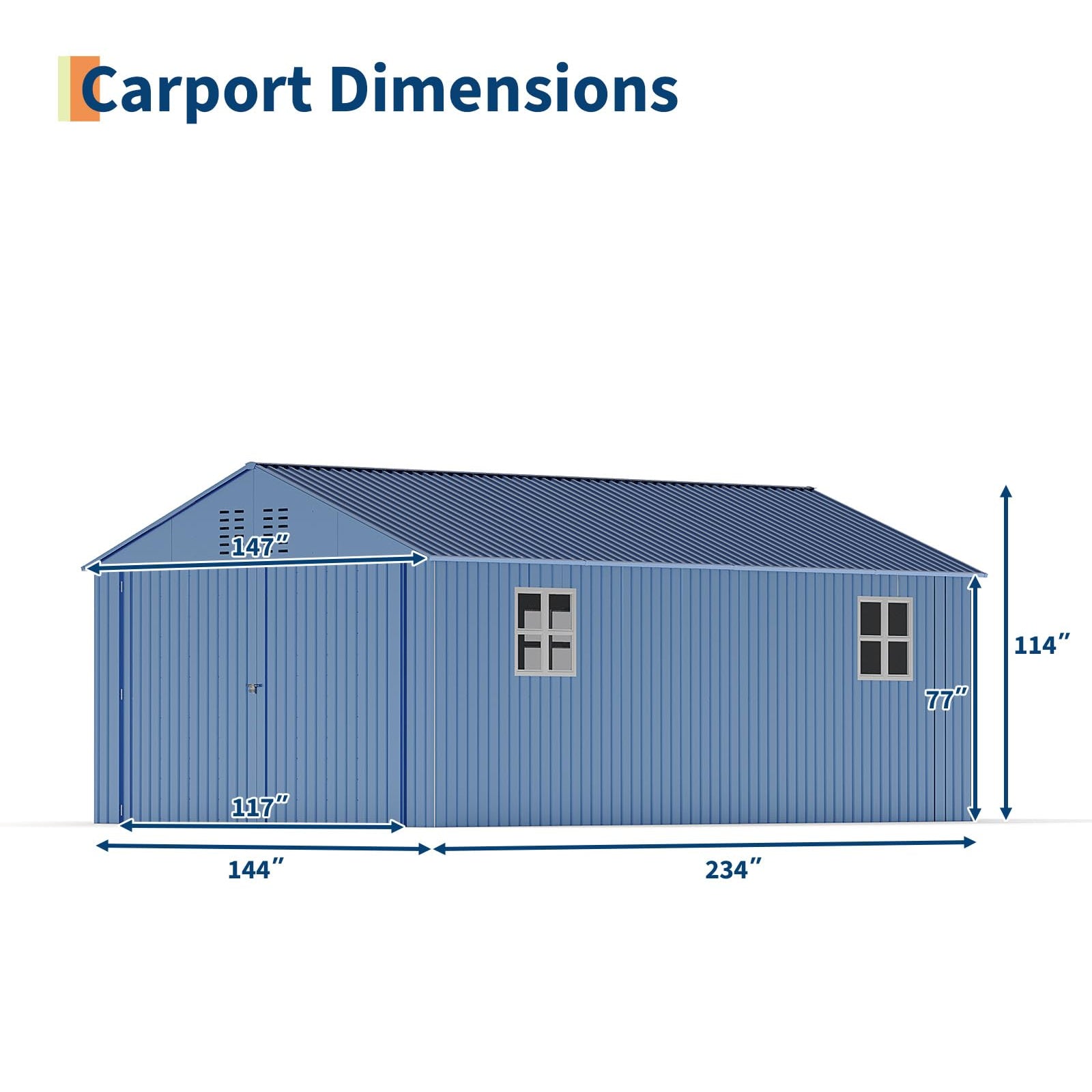 Garvee All-Weather Metal Carport 12x20 FT - Reinforced Frame & Steel Roof - Permanent Outdoor Garage Outdoor Storage for Pickup Trucks, Bass Boats, Tractors - Durable Storage Shelter, Carport, Car Outdoor Storage