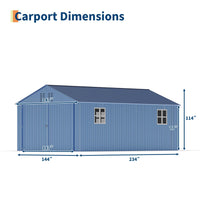 Garvee All-Weather Metal Carport 12x20 FT - Reinforced Frame & Steel Roof - Permanent Outdoor Garage Outdoor Storage for Pickup Trucks, Bass Boats, Tractors - Durable Storage Shelter, Carport, Car Outdoor Storage