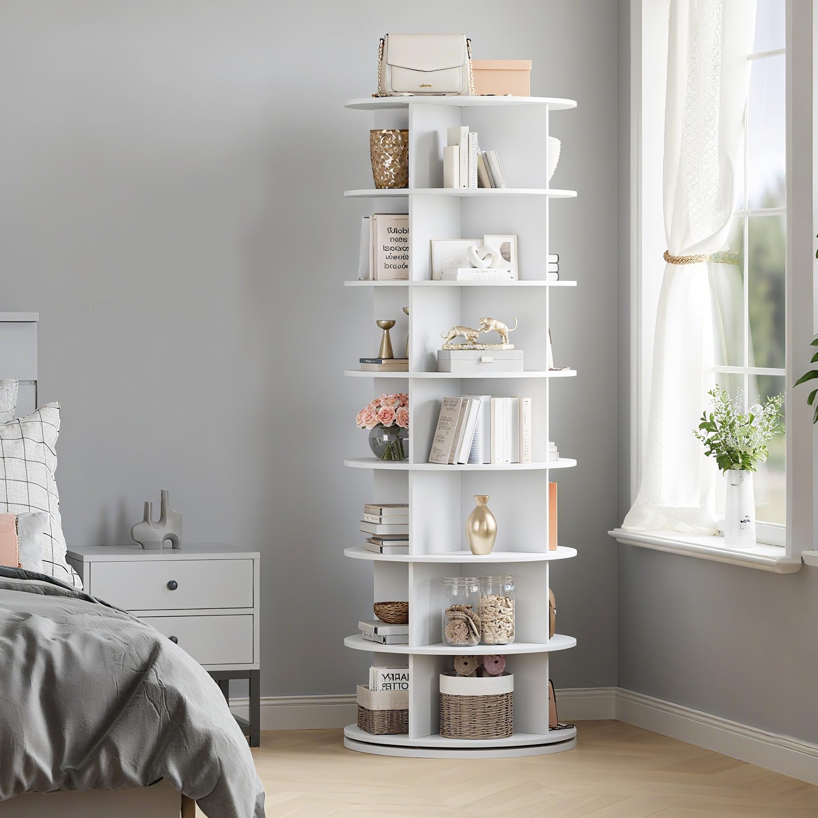 Garvee Rotating Shoe Rack 360 7 Tier MDF for Entryway