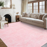 Garvee Pink 8x10 Washable Rug Solid Area Rugs for Living Room Ultra Soft Faux Wool Dining Room Rug,Non Slip&Non-Shedding Low Pile Modern Carpet for Home Office Decor - Pink