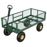 Garvee 900 LBS Garden Cart with Adjustable Handle & Removable Mesh Sides, Heavy Duty Steel, 10" Pneumatic Tires, Green, Yard Farm Camping
