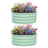 Garvee Round Galvanized Raised Garden Bed - Heavy-Duty Steel, Open Bottom Design - 2FT/3FT/4FT Sizes - Safety Corners - Outdoor Flower & Vegetable Gardening - Olive-Green