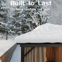 Garvee 12'x12' Hardtop Gazebo for All Weather, with Double Metal Roof, Aluminum Alloy Frame, Net, and Curtain, Permanent Building for Patio, Deck, Backyard, Lawn, and Garden, Khaki