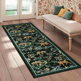Garvee Black Tiger 2x6 Washable Tiger Rug Tropical Jungle Plant Non-Slip, Stain Resistant Low Pile, Non-Shedding Carpet for Hallway Kitchen Entryway - Black
