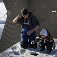 Garvee Insulated Pop-Up Ice Fishing Tent for 2-3 Persons - Portable Waterproof Oxford Winter Shelter - Quick Setup, Carry Bag, Anchors & Ropes - Red, 60×60×76.2 Inch | Winter fishing portable shelter