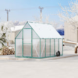 Garvee Heavy Duty 6x9 FT Polycarbonate Walk-In Greenhouse - Aluminum Frame, Double Swing Doors, Roof Vent, Rain Gutter, Quick Easy Setup, for Garden Plants, Green - Green -1