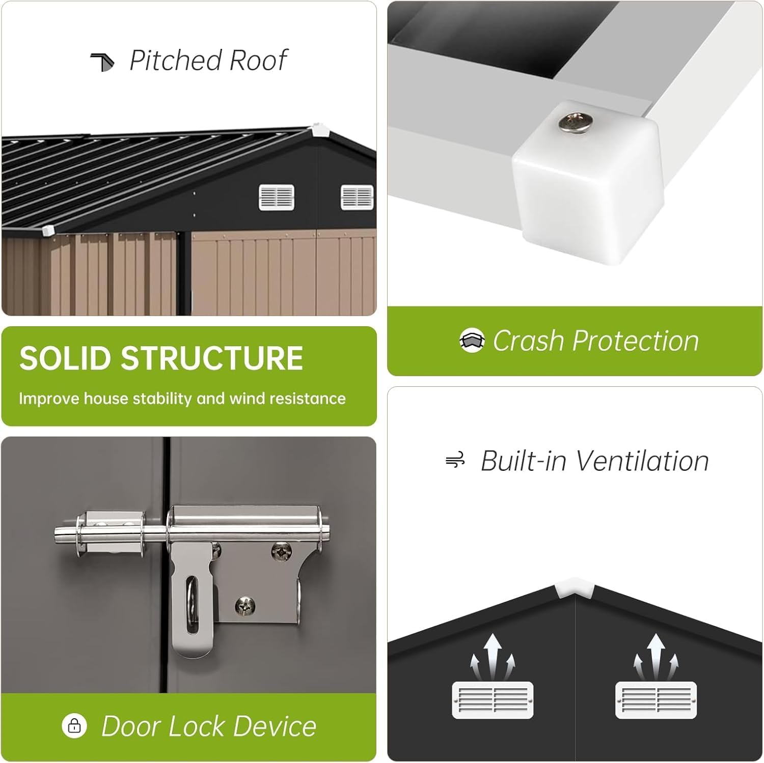 Garvee Large 12x10 FT Metal Outdoor Storage Outdoor Storage – Waterproof Steel Garden Outdoor Storage with Upgraded Frame – Double Lockable Doors, Weatherproof Storage for Patio, Backyard, Lawn & Tools – Color: System Default