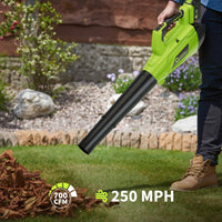 Garvee Leaf Blower Cordless Brushless- 20V Electric Leaf Blower 700CFM & 2 Speed Modes with Charger, 1*4.0Ah Battery Powered for Lawn Care,Green