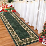 Garvee Christmas Runner Rug 2x10 Non-Slip Washable Polyester Low Pile Soft Cozy Kitchen Hallway Entryway - Green