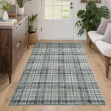 Garvee Washable Tartan Plaid Area Rug 3x5 Low Pile Soft Stain Resistant Non Slip Rubber Backing Entryway Living Room Bedroom - Greenish Gray