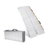 Garvee Aluminum Wheelchair Ramp Portable 600Lb Capacity Foldable Lightweight Non-Slip Surface Safety Lock for Steps Cars Doors Curbs - Sliver