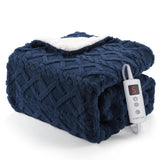 Garvee Heated Throw Blanket Thick Tufted Sherpa Electric 10 Heating Levels 10 Time Settings Machine Washable Navy Blue Cozy Living Room - Navy Blue