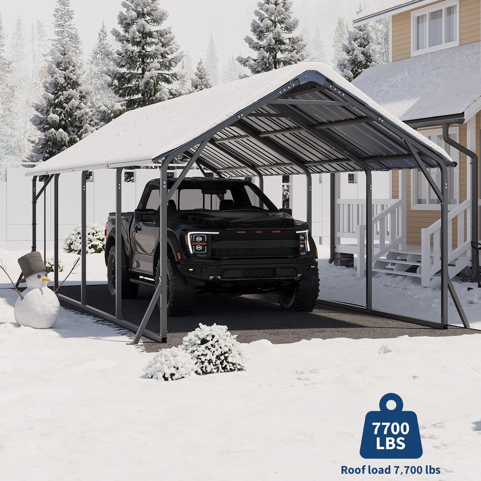 Garvee 11'x20'x9' Vertical Roof Metal Carport, Heavy Duty Steel Car Ports for All-Weather, for Full-Size Pickup Trucks, Boats, and Tractors
