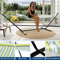 Garvee 2-Person Double Hammock with Stand, 450 LBS Capacity, Portable Steel Frame, Quilted Pad, Pillow & Carry Bag for Patio, Backyard, Camping & Beach
