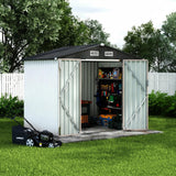 Garvee White 6x8 FT Metal Outdoor Storage Outdoor storage – Large Garden Tool Organizer Kit with Lockable Door and Air Vents – Durable Utility Outdoor storage for Backyard, Patio, Lawn – Easy Assembly, No Floor – Color: White