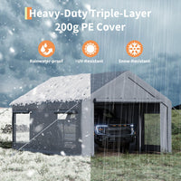 Garvee 13' X 20' Heavy-Duty Carport with Detachable Sidewalls, Front & Rear Doors, Sandbags for Cars, Boats, Trucks & Motorcycles, White