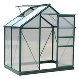 Garvee Polycarbonate Walk-in 6x4FT Outdoor Greenhouse with Aluminum Frame Sliding Door Adjustable Roof Vent for Backyard Garden Patio - Green