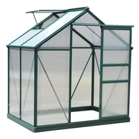 Garvee Polycarbonate Walk-in 6x4FT Outdoor Greenhouse with Aluminum Frame Sliding Door Adjustable Roof Vent for Backyard Garden Patio