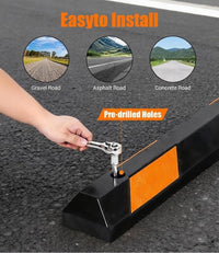 Garvee Heavy Duty Rubber Parking Curb 2 Pack, 72 Inch – Bright Orange Diamond, High-Visibility Reflective Stripes – Durable Wheel Stopper for Garage, Commercial Lot, Cars, Trucks, SUVs, RVs, Trailers – 2-pack | diamond | bright orange