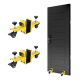 Garvee 2 Piece Door Installation Kit for 0-1.89 Inch Thick Doors, 750 Lbs Capacity, Adjustable Clamp, Q235 Steel, 360° Wheels with Brake, Solo Use, Commercial & Residential - Yellow