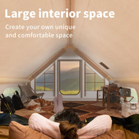 Garvee Luxury Inflatable 4-Season Camping Tent w/ Air Pump – Waterproof & Windproof Outdoor Cabin, Quick Setup, Durable Oxford, 2 Doors, 6 Windows, Fits 2-4 – Khaki