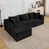 Garvee 107" Modular Sectional Sofa with Deep Seat, Modern L-Shape Boneless Couch with Chaise, Soft Corduroy Fabric, for Living Room Apartments Bedroom, No Assembly Required, Black - Corduroy | Black