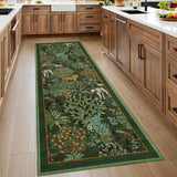 Garvee Modern Printed Runner Rug Vintage Soft Low-Pile Polyester Washable Non-Shedding Non-Slip 2x6 ft for Bedroom Living Room - Dark Green