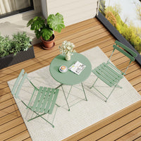 Garvee 3-Piece Folding Patio Bistro Set, Powder-Coated Metal Table and 2 Chairs for Balcony, Porch, Garden, Small Outdoor Spaces,Green