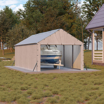 Garvee 11' X 20' Heavy Duty Enclosed Steel Carport for Outdoor Storage – Vertical Roof Garden Villa – All-Weather Protection for Full-Size Trucks, Boats, Tractors – Ideal for Patio, Lawn, and Garden – Size: 11x20FT