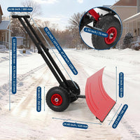 Garvee 29"W X 16.5"H Snow Pusher Shovel with Wheels,Heavy Duty Steel Snow Shovel with Wheels,Angled Blade Efficient Snow Removal With5-Position Angled Blade & Adjustable Handle for Doorway, Sidewalk