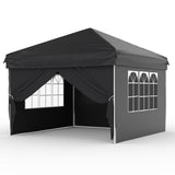 Garvee 10x10 Pop Up Canopy Tent – Waterproof with Sidewalls, Instant Setup Steel Frame, Durable Outdoor Shelter for Camping, Beach, Backyard, Party - Black