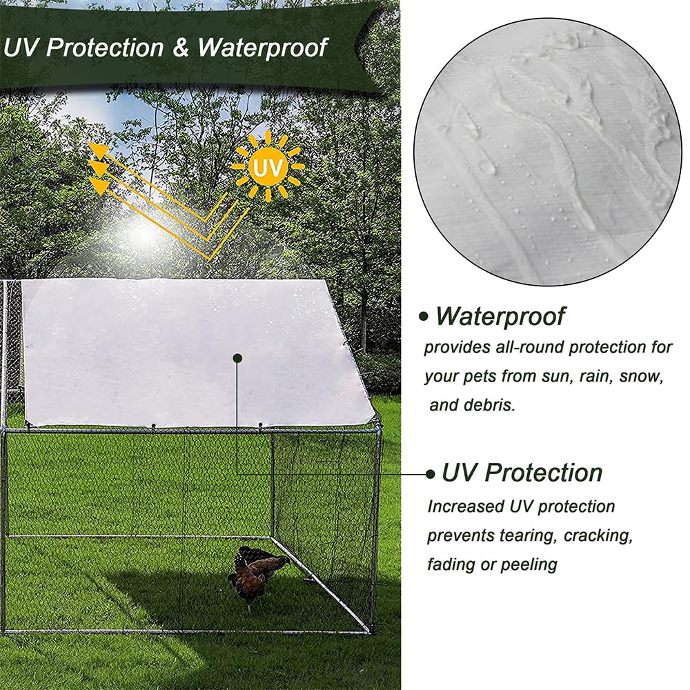 Garvee Chicken Coop Large Metal Chicken House,Walk-in Poultry Cage Chicken Run Pen Dog Kennel Duck House with Waterproof and Anti-Ultraviolet Cover (XL(10' L x 20' W x 6.56' H))